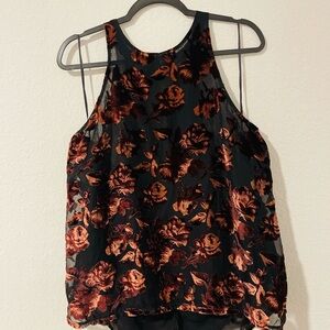 Adiva Floral Velour Women's Top - Black and Mulberry
